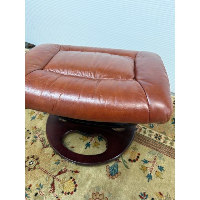 Stressless Faux Leather Footstool For Sale - Image 9 of 12