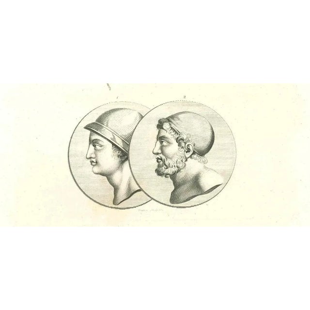 The Physiognomy - Two Profiles is an original etching artwork realized by Thomas Holloway for Johann Caspar Lavater's...