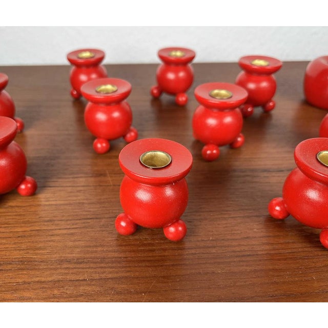 Mid-Century Traditional Swedish Wooden Christmas Candleholders, 1960s, Set of 12 For Sale - Image 4 of 13