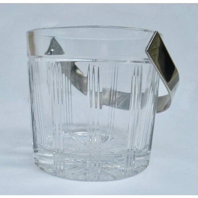 Italian Vintage C.1980's Italian "Ragalia" Leaded Crystal With Polished Nickel Handled Ice Bucket For Sale - Image 3 of 12