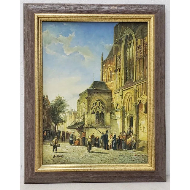 Sky Blue Vintage Impressionist Painting "Sunday Morning" by Hale 20th C. For Sale - Image 8 of 8