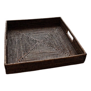 Burma Rattan Ottoman Tray- Large For Sale