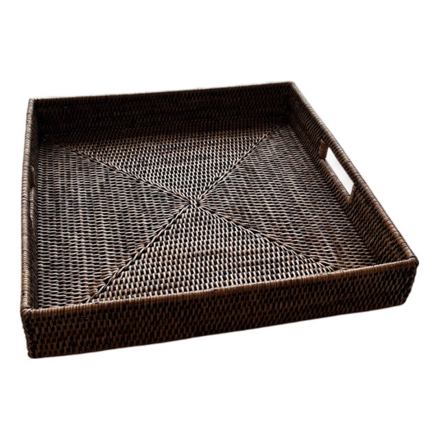 Burma Rattan Ottoman Tray- Large For Sale