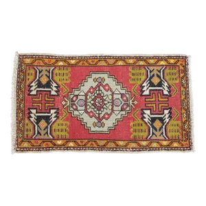 1950s Red and Yellow Small Carpet