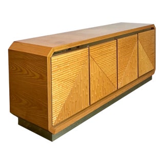 Vintage Geometric Bamboo Credenza For Sale