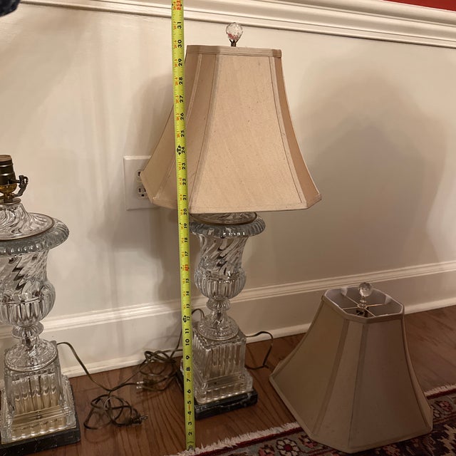 Baccarat Style Swirl Crystal Urn Lamps - A Pair For Sale - Image 10 of 10