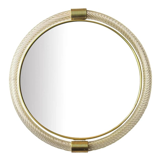 Contemporary Venetian Roundtorgiglione-Torchon Wall Mirror in Murano Glass by Simoeng For Sale - Image 3 of 3