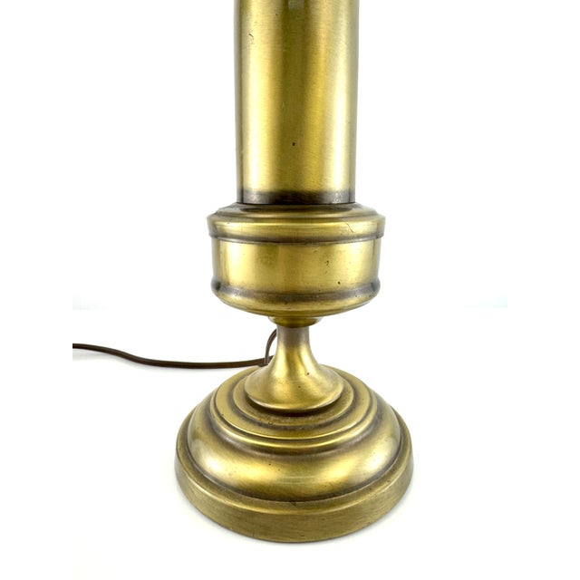 Vintage Traditional Brass Library Table Lamp With Pierced Gallery Shade For Sale - Image 10 of 10