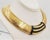 Vintage 1980s Signed Monet Wide Goldtone & Black Enamel Collar Necklace For Sale - Image 9 of 10