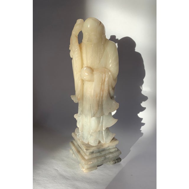 Chinese 1920s Chinese Carved Soapstone Old Man "Sau" Figurine For Sale - Image 3 of 8