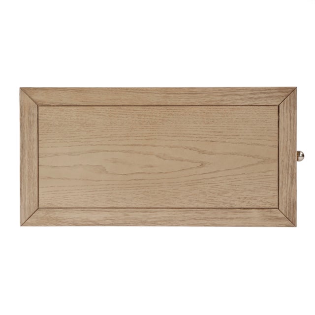 Tan Nora 12 in. W Rectangular Wood 1 Door Narrow End Table with Pull-Out Tray, Light Oak For Sale - Image 8 of 10