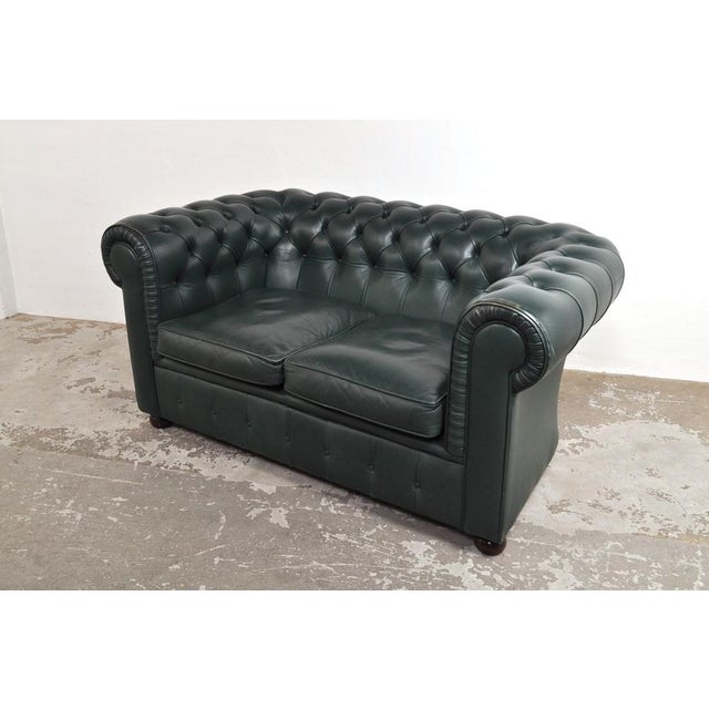 Green Vintage Chesterfield 2-Seater Sofa, 1970s For Sale - Image 8 of 13