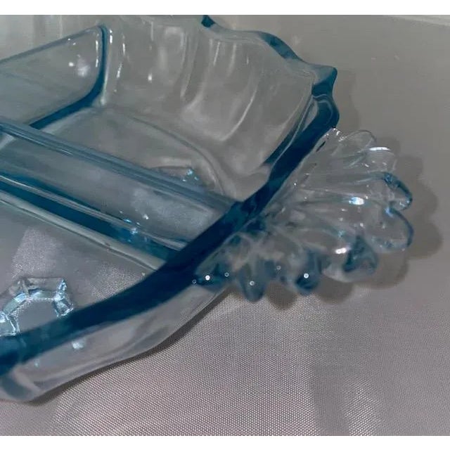 1930s Fostoria Blue Glass Relish Dish For Sale In New York - Image 6 of 8