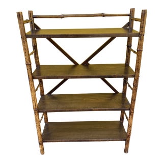 Antique Tortoise Burnt Bamboo Etagere For Sale