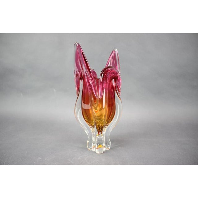 Mid-Century Pink and Amber Art Glass Vase by Josef Hospodka, 1960s For Sale - Image 3 of 8