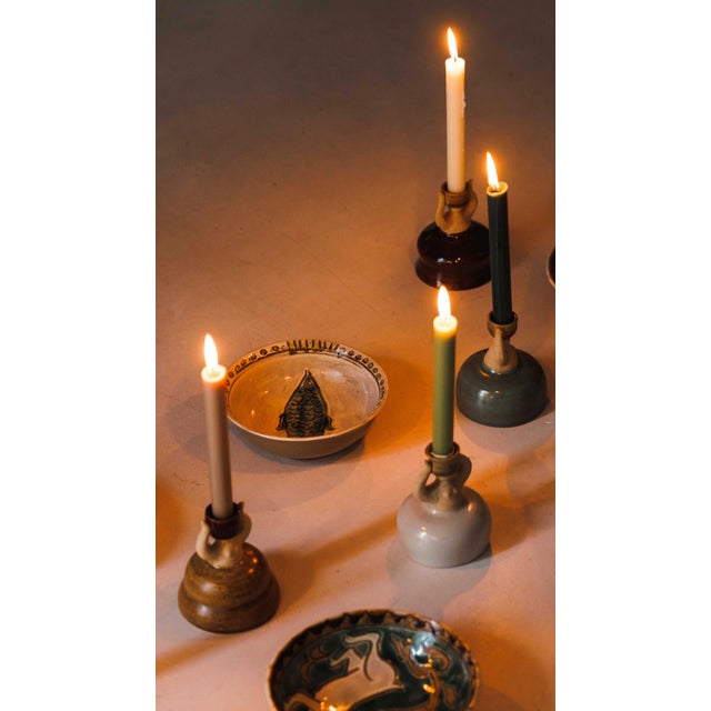 2020s Figurative Woman Ceramic Candlestick Holder Umber For Sale - Image 9 of 11