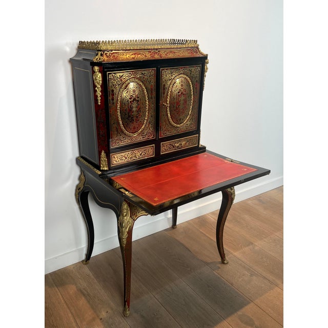 Late 19th Century Bonheur du Jour desk, literally happiness of the day in Boulle marquetry For Sale - Image 4 of 12