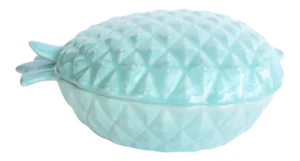 1940s Red Wing Pottery Large Turquoise Pineapple Covered Serving Dish
