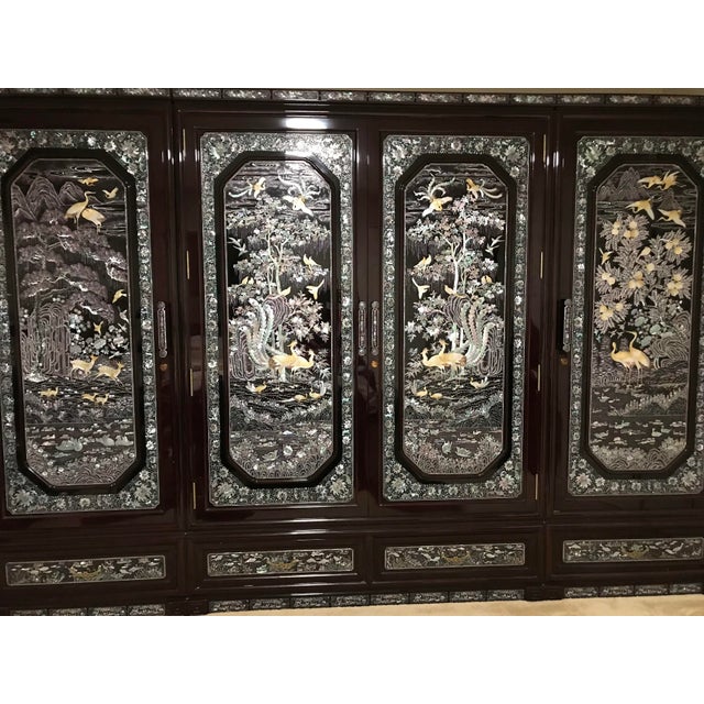 Vintage Asian Mother Of Pearl Black Lacquer Wardrobe Armoire Chairish Lacquer ware inlaid new mother of pearl handcrafted jewelry case,jewel box material: vintage asian mother of pearl black lacquer wardrobe armoire