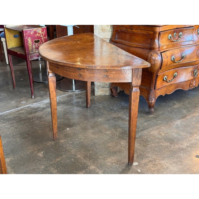19th Century Walnut Demilune Table For Sale - Image 9 of 11