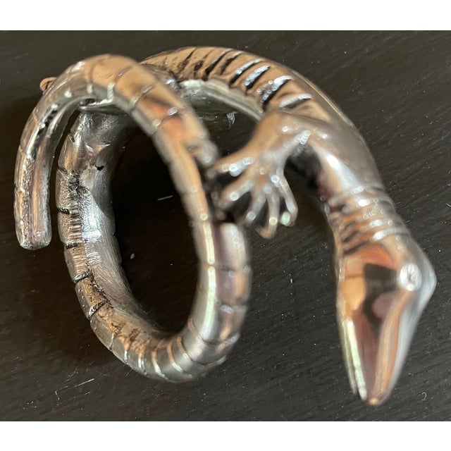 Metal Late 20th Century Lizard (Gecko) Napkin Rings Set - Set of 6 For Sale - Image 7 of 9