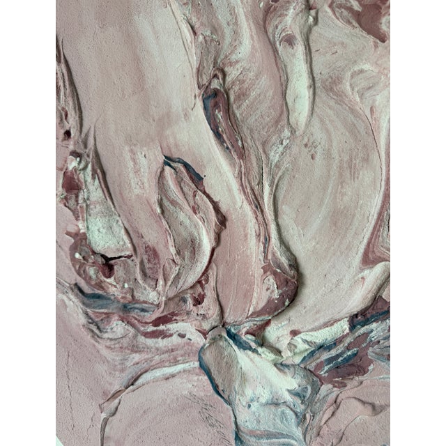 1980s Vintage Heavy Impasto Expressionist Abstract Mixed-Media Painting on Round Wood Panel For Sale - Image 9 of 12