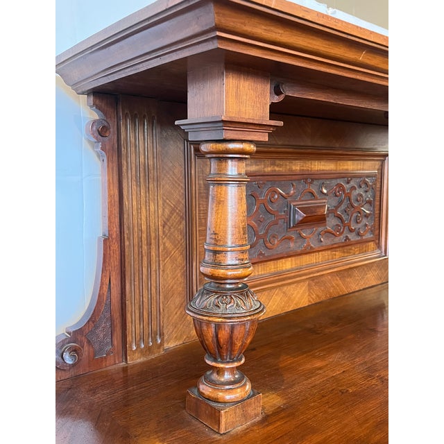 Late 19th Century Carved Walnut Victorian Buffet For Sale In Los Angeles - Image 6 of 10