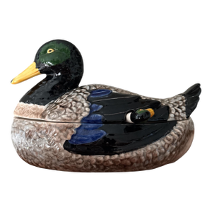 Vintage Bordallo Pinheiro Mallard Duck Soup Tureen With Ladle