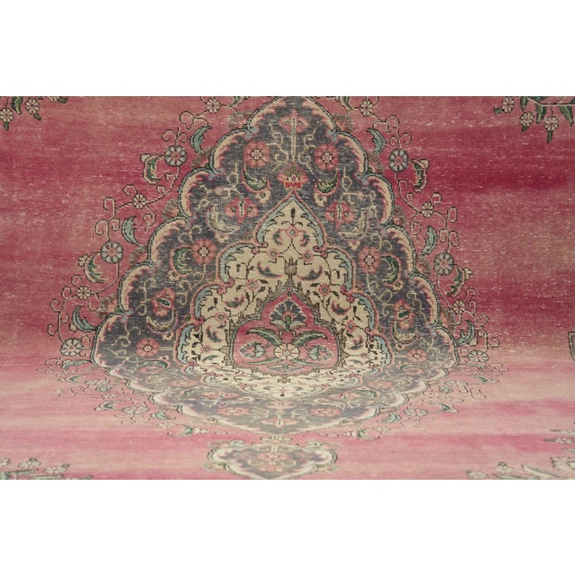 Pink 1970s Vintage Persian Handmade Wool 9x12 Pink Area Rug For Sale - Image 8 of 11