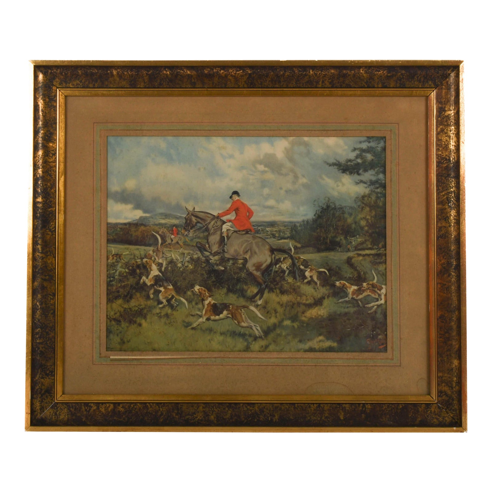 Framed Gilbert S. Wright Fox Hunting Print | Chairish