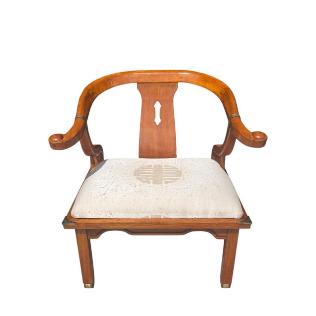 Brass 1970’s Super Chic, Chinoiserie, Horseshoe Chair For Sale - Image 8 of 9