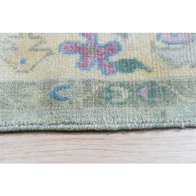 8x10 Green Hand-Knotted Wool Pastel Floral Field Classic Traditional Carpet Rug For Sale - Image 4 of 7