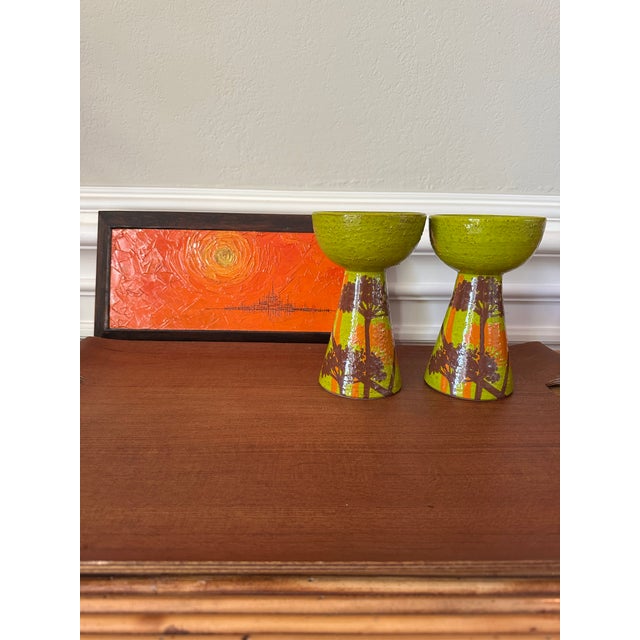 Vintage Rosenthal Netter Aldo Londi for Bitossi Art Pottery Candleholders, Made in Italy - A Pair For Sale - Image 11 of 18
