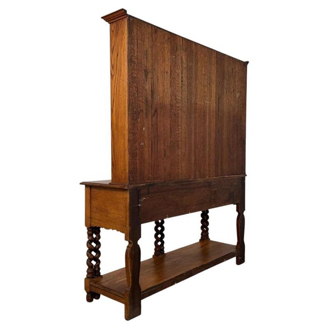 Antique Early 20th Century English Barley-Twist Golden Oak Dresser For Sale - Image 10 of 13