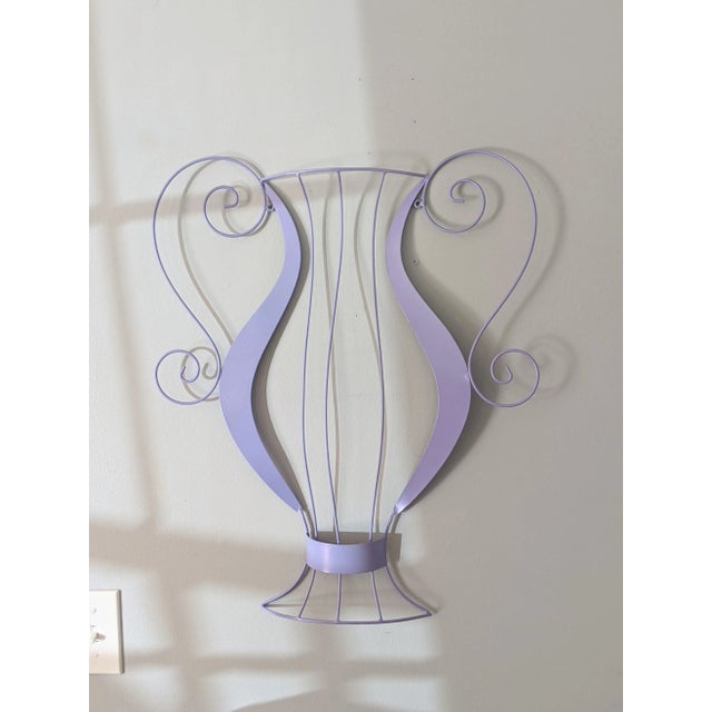Pop Art Scrolled Metal Grecian Urn Neoclassical Sculptural Wall Hanging For Sale - Image 3 of 7