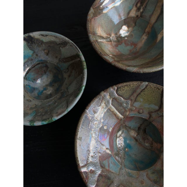 Vintage Modernist Abstract Hand-Thrown Ceramic Bowls, 1990s, Set of 3 For Sale - Image 9 of 13