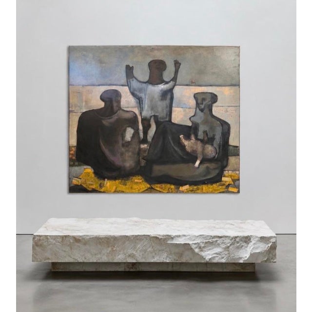 Slate Gray 1950s Important Mid-C. Figurative Abstract Expressionist Painting by Morris Broderson, 71” H X 77” W For Sale - Image 8 of 8