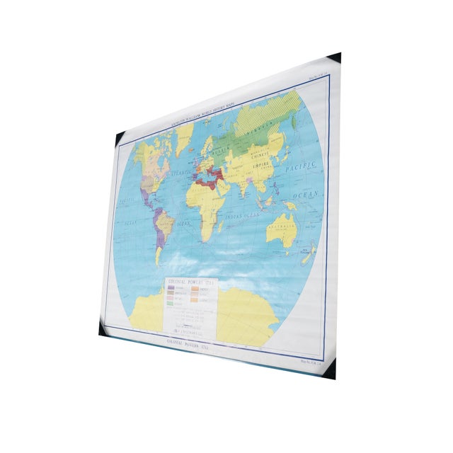 This rare antique classroom pull-down world history map, titled "Colonial Powers 1783," is part of the Knowlton-Wallbank...