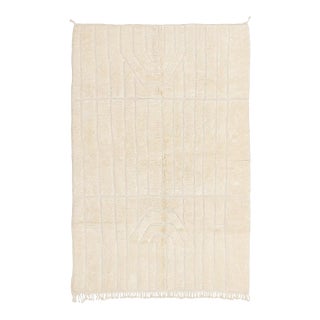 Minimalist Textured Geometric Hand-Knotted Moroccan Wool Rug | 10'0" X 6'9" | One of a Kind For Sale