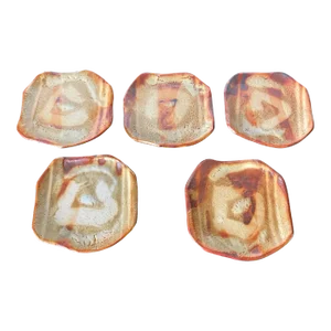 Yohen-Kin Shino Ceramic Plates by Suzuki Tomio - Set of 5