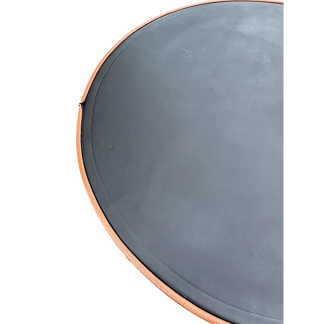 Animal Skin Stitched Leather Side Table by Jacques Adnet, 1950s For Sale - Image 7 of 9