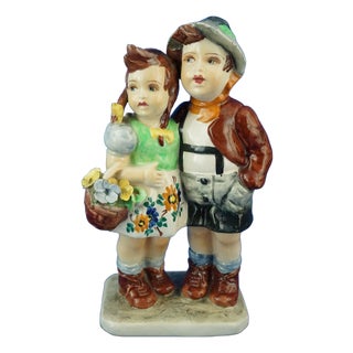 Ceramic Sculpture of a Couple of Children by Teodoro Sebelin, Nove Bassano, Italy, 1930s For Sale