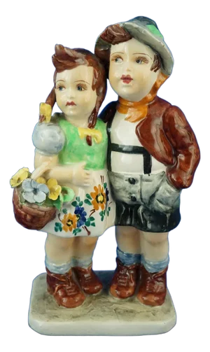 Ceramic Sculpture of a Couple of Children by Teodoro Sebelin, Nove Bassano, Italy, 1930s