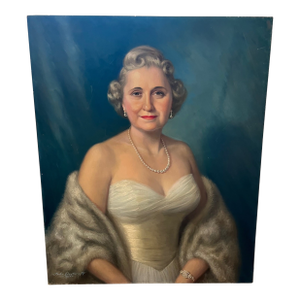 Portrait of Female With Furs and Jewels Oil on Canvas, signed and dated lower left "John Doctoroff" - Unframed