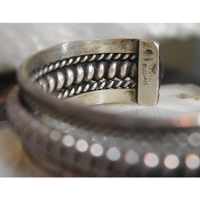 Vintage Heavy Sterling Silver Navajo Cuff Bracelet Franklin & Verna Tahe For Sale - Image 11 of 17
