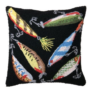 Lures Hook Pillow, 16" x 16" For Sale