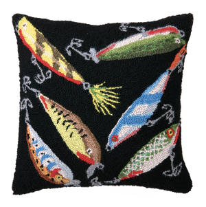 Lures Hook Pillow, 16" x 16"