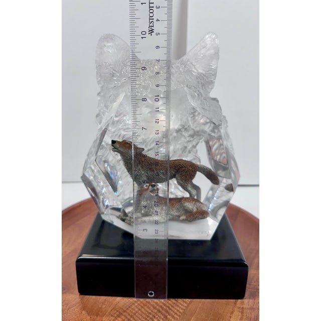Kitty Cantrell “Devotion” Limited Edition Lucite & Pewter Wolf Sculpture With Lighted Base For Sale - Image 15 of 17