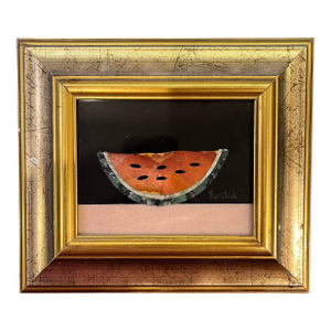 Mid Century Fantechi Watermelon Pietra Dura Framed Artwork, Italy, Circa 1960