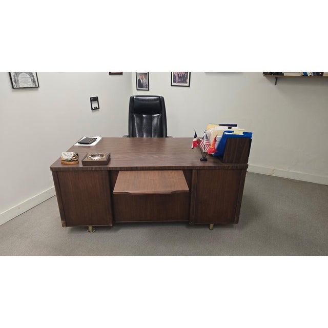 Brown Vintage Alma Desk Company Desk & Credenza For Sale - Image 8 of 8
